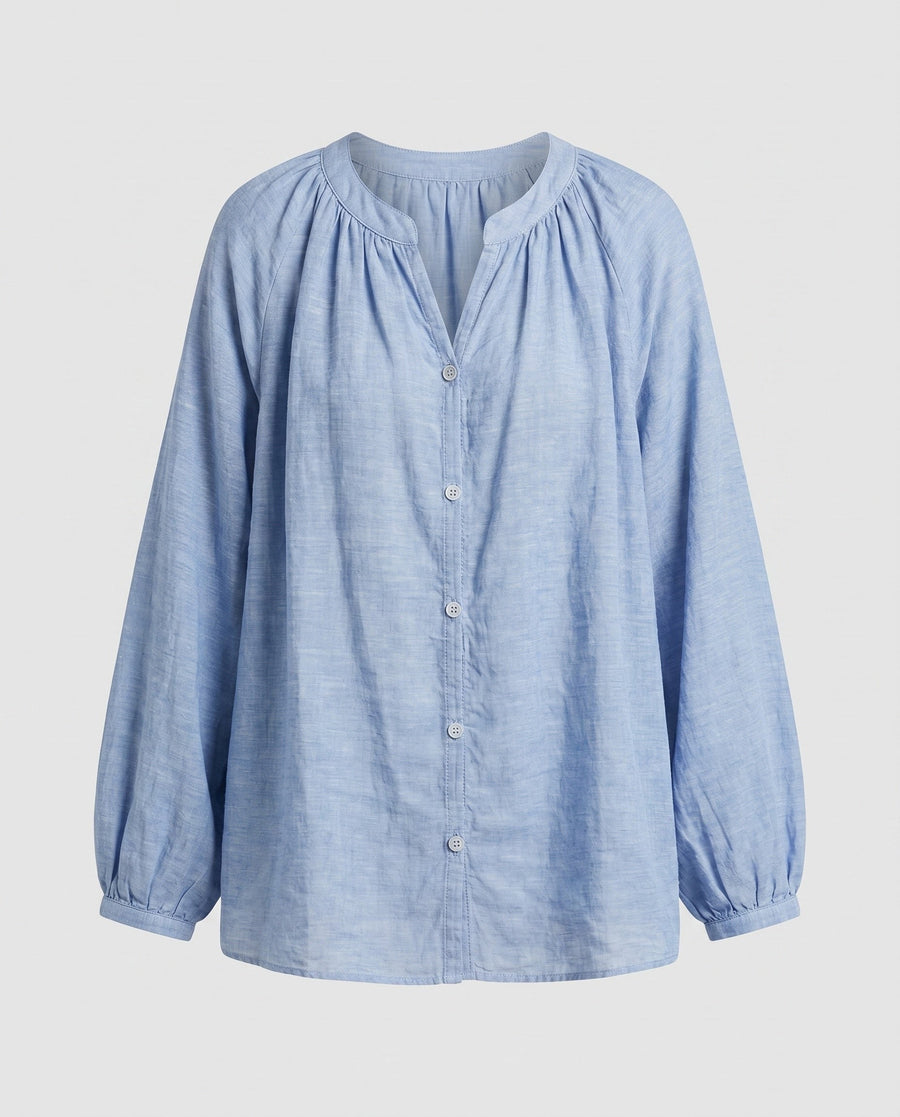 Lisette Elegant Linen Blouse in Beige