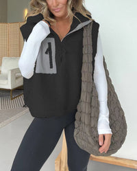 Lisette Vest with Zip Front in Black