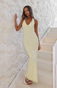 Liv Elegant Lace Dress in Yellow