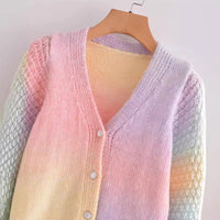 Liv Knit Cardigan with V-Neck and Button Front in Pink