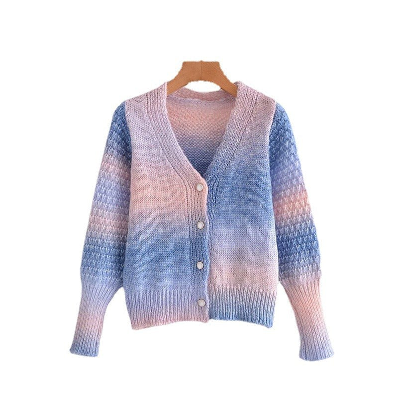 Liv Knit Cardigan with V-Neck and Button Front in Pink