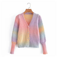 Liv Knit Cardigan with V-Neck and Button Front in Pink