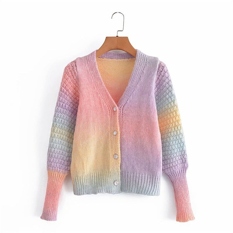 Liv Knit Cardigan with V-Neck and Button Front in Pink