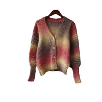 Liv Knit Cardigan with V-Neck and Button Front in Red