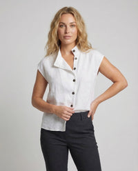 Liv Linen Blouse with Stand Collar