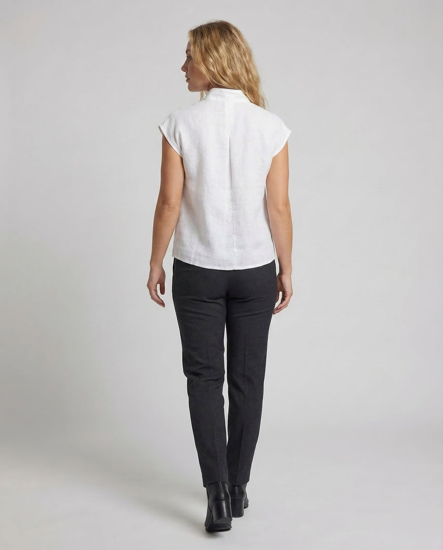 Liv Linen Blouse with Stand Collar
