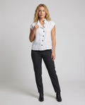 Liv Linen Blouse with Stand Collar