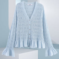 Livia Elegant Knit Cardigan with Ruffles