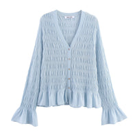 Livia Elegant Knit Cardigan with Ruffles