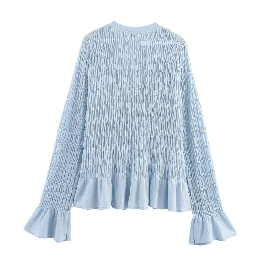 Livia Elegant Knit Cardigan with Ruffles