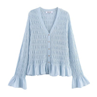 Livia Elegant Knit Cardigan with Ruffles