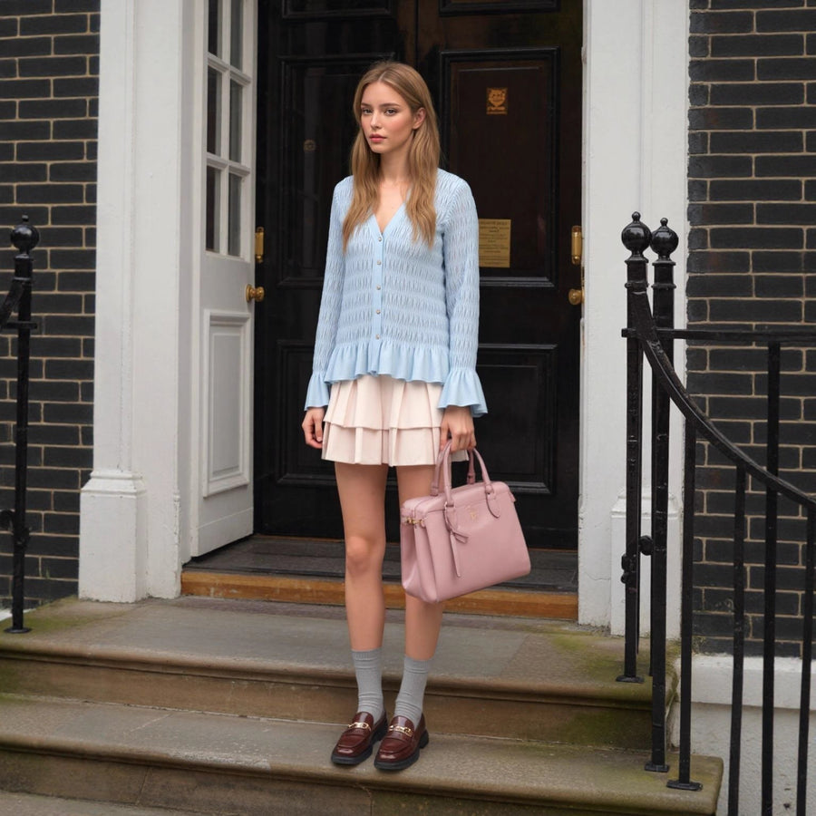Livia Elegant Knit Cardigan with Ruffles