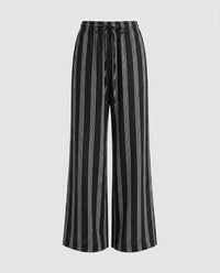 Livia Elegant Linen Trousers in Black