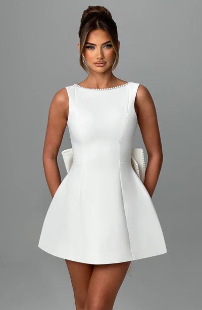 Livia Elegant Mini Dress in White