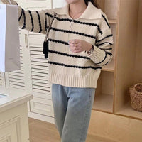 Livia Knit Sweater with Striped in Apricot