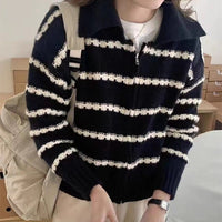 Livia Knit Sweater with Striped in Black