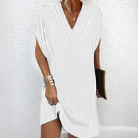 Lola Elegant Dress with V-Neck and Side Split in White