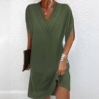 Lola Elegant Dress with V-Neck and Side Split
