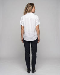 Lola Linen Blouse with Short Sleeve and Chest Pocket