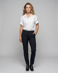 Lola Linen Blouse with Short Sleeve and Chest Pocket