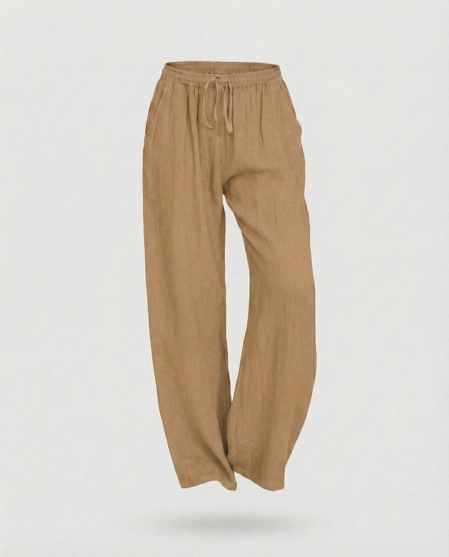 Lola Linen Trousers in Brown