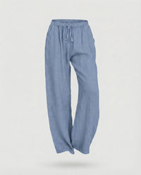 Lola Linen Trousers in Light Blue