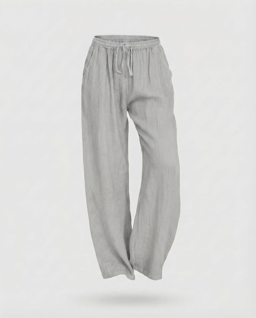 Lola Linen Trousers in Light Grey