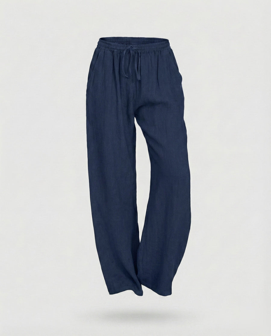 Lola Linen Trousers in Navy