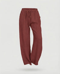 Lola Linen Trousers in Wine Red