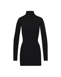 Long Sleeve Turtleneck Dress Mini - Black