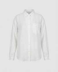 Lorelei Airy Linen Blouse with Chest Pocket in White