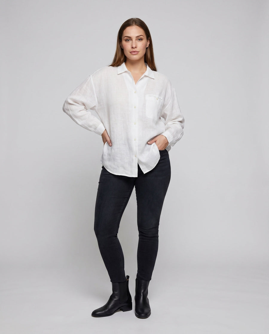 Lorelei Airy Linen Blouse with Chest Pocket
