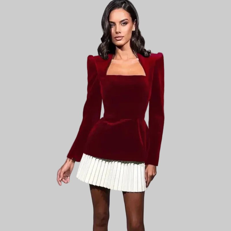 Lorelei Elegant Velvet Top in Wine Red