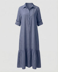 Lorelei Linen Maxi Dress in Blue