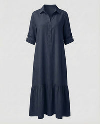 Lorelei Linen Maxi Dress in Navy