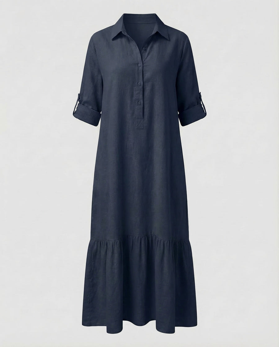Lorelei Linen Maxi Dress in Navy
