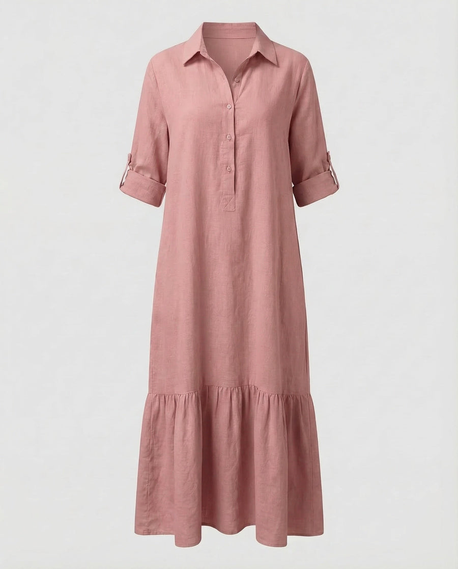 Lorelei Linen Maxi Dress in Pink