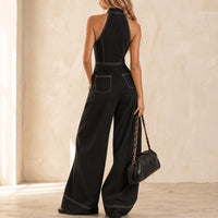 Lorelei Women's Wide Leg Halter Jumpsuit in Black