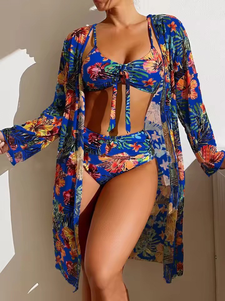 Lorelind Women's Bikini Set with Beach Cover-Up in Blue
