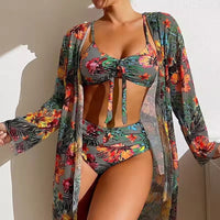 Lorelind Women's Bikini Set with Beach Cover-Up in Grey