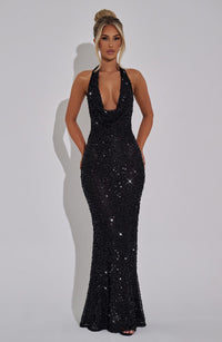 Sharon Maxi Dress – Black Lined