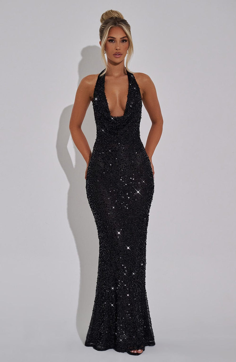 Sharon Maxi Dress – Black Lined