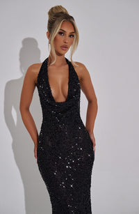 Sharon Maxi Dress – Black Lined