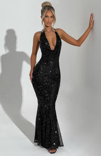 Sharon Maxi Dress – Black Lined