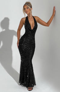 Sharon Maxi Dress – Black Lined