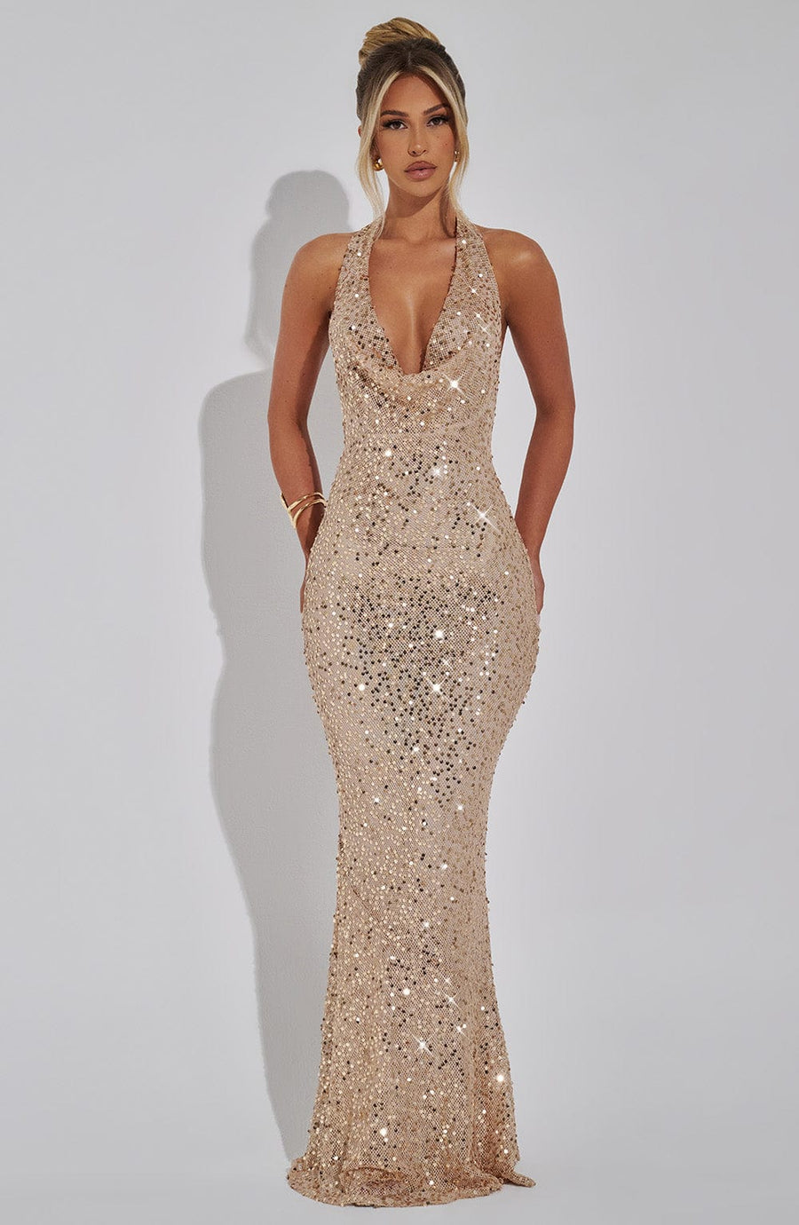 Sharon Maxi Dress – Gold Lined