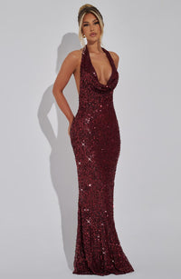 Sharon Maxi Dress – Wine Lined