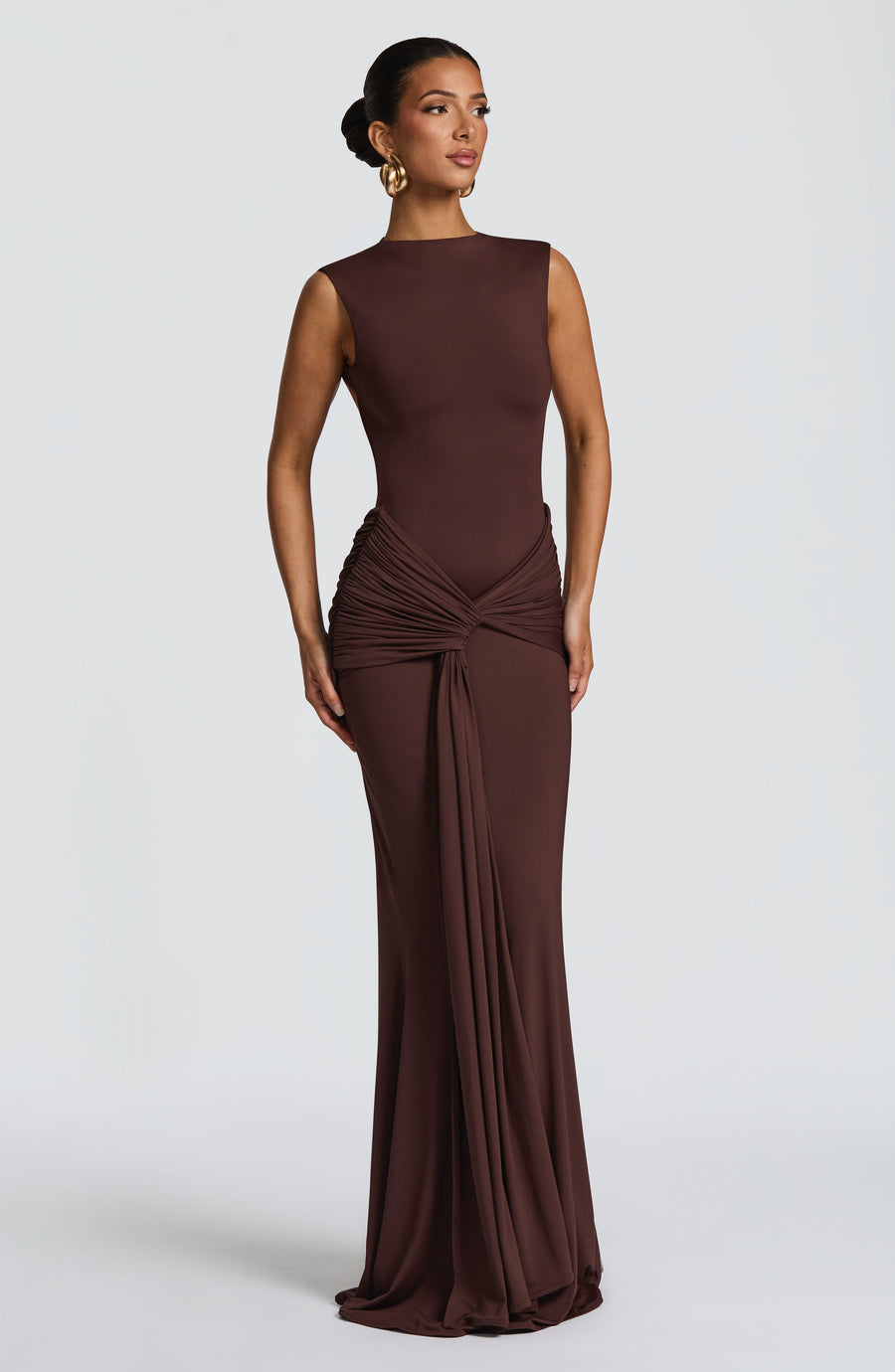 Faye Maxi Dress – Plum Brown