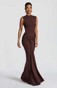 Faye Maxi Dress – Plum Brown