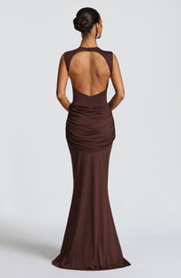 Faye Maxi Dress – Plum Brown